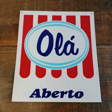 Placa Vintage Gelados Olá – Dupla Face (Aberto / Fechado)